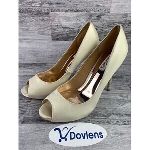 Badgley Mischka Womens Peep Toe Pumps With Crystal Heel Size 9.5